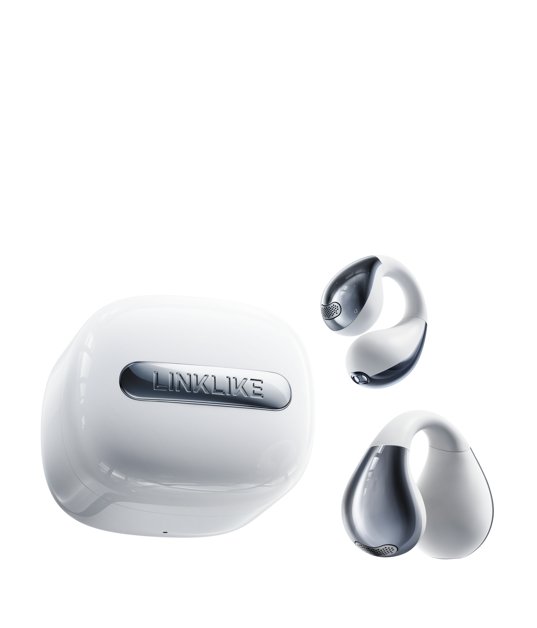 LINKLIKE RingStar Air Open-Ear Headphones – Lightweight Bluetooth 5.3 Earbuds with ENC Noise Reduction Microphone, 36H Playtime, Secure Fit for Sports, Running, Office & Daily Use – White