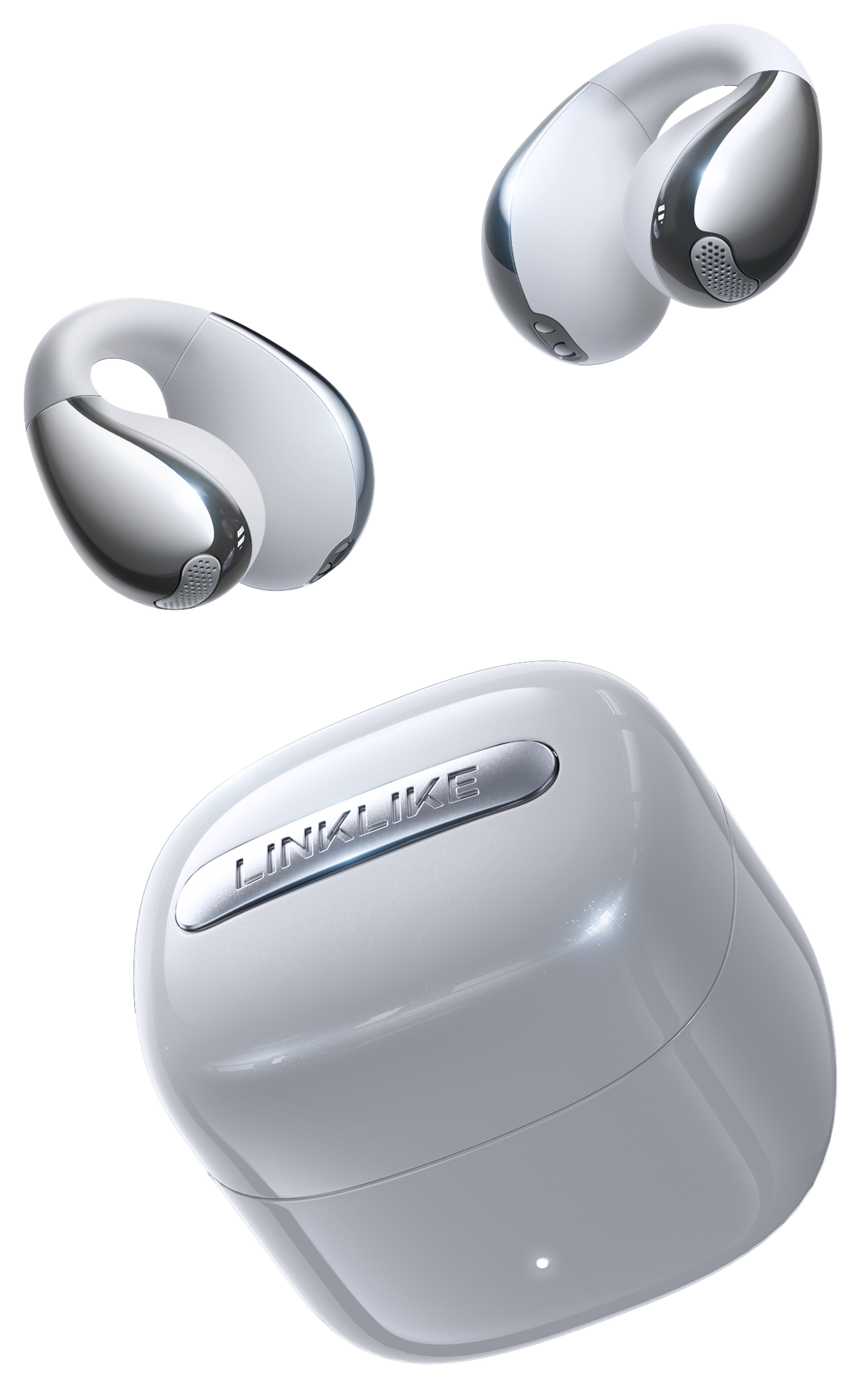 LINKLIKE RingStar Air Open-Ear Headphones – Lightweight Bluetooth 5.3 Earbuds with ENC Noise Reduction Microphone, 36H Playtime, Secure Fit for Sports, Running, Office & Daily Use – White