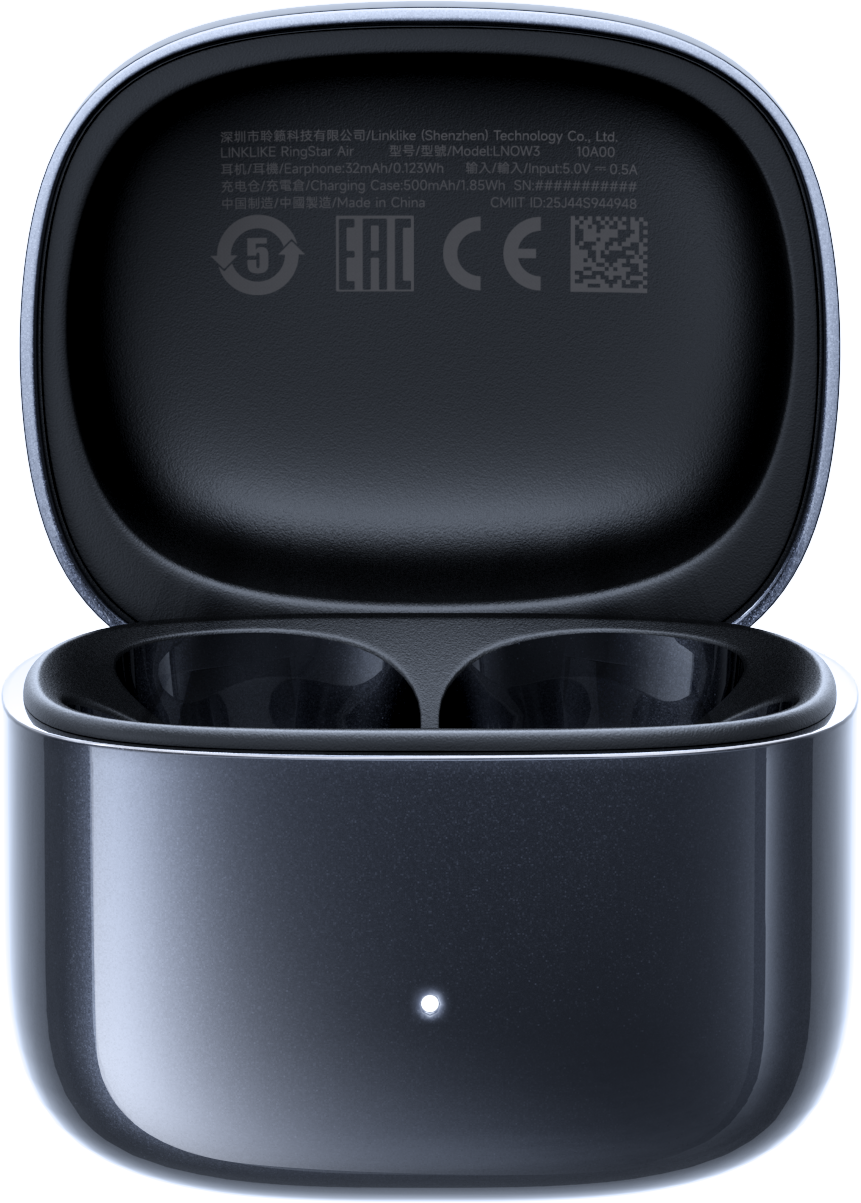 LINKLIKE RingStar Air Open-Ear Headphones – Lightweight Bluetooth 5.3 Earbuds with ENC Noise Reduction Microphone, 36H Playtime, Secure Fit for Sports, Running, Office & Daily Use – Black