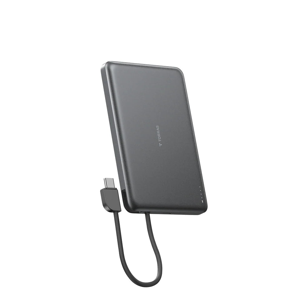 TORRAS PebbleLink Power Bank with Built-in USB-C Cable, Ultra-Slim 10,
